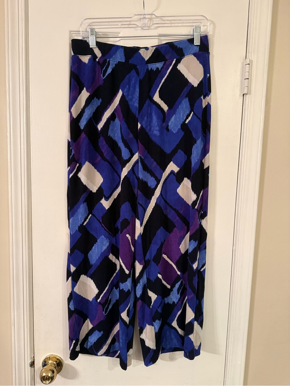 Chico's Abstract Wide-Leg Pants in Blue, Purple & Black